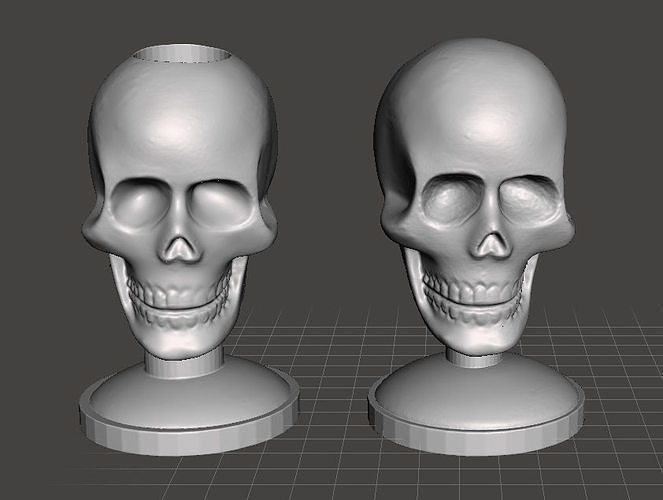 cranio penna titolare supporto decorazione scheletro halloween porta casa arredamento 3D print model - Mito3D