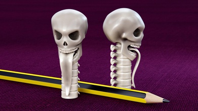 skull pencil cap spine spinal tongue evil undead toy kids demon creature creepy horror spooky scary holiday halloween toys friday13th games 3d print model - Mito3D