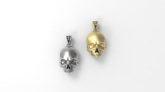 skull pendant human bone bones head skeleton teeth science anatomy people body biker skul squl squll scul scull rend render jewelry pendants 3d print model - Mito3D