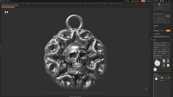 skull pendant 05 3d print model silver head skeleton bone death printable human biomechanical art dark science sculpture jewelry pendants sculptures 3D print model - Mito3D