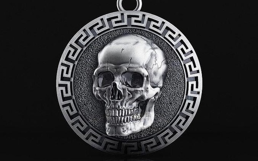 skull pendant 31 silver head skeleton bone death printable human biomechanical art dark science sculpture jewelry pendants 3d print model - Mito3D