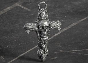 skull pendant 3d print model 11 silver head skeleton bone death printable human biomechanical art dark science sculpture jewelry pendants sculptures 3d print model - Mito3D