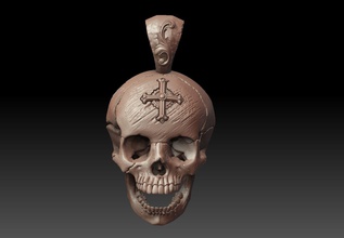 skull pendant 3d print model silver head skeleton bone death printable human biomechanical art dark science sculpture jewelry pendants 3d print model - Mito3D