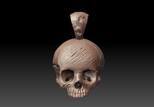 crâne pendentif bijoux modèle 3d le d'argent tête squelette os la mort imprimable de l'homme biomécanique art sombre science sculpture pendentifs 3d print model - Mito3D
