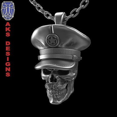 schädel anhänger schmuck armee kapitän soldat v1 juwel biker fahrer punk helm rüstung krieger trupp bewaffnet schlacht kommando kämpfer pilot marine söldner 3d print model - Mito3D