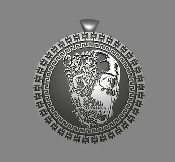 skull pendant v2 beard keyring jewelry pendants necklace chain gold silver art design jewerly sculpture jewellery sculptures travel earrings corsair decoration 3d print model - Mito3D