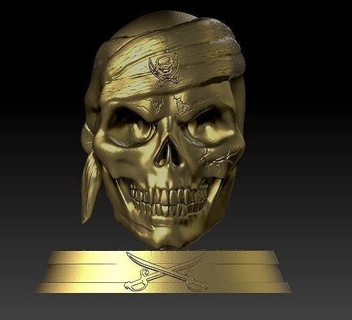 skull pirate impression modelisation deco art 3d print model - Mito3D