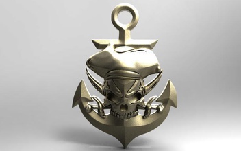 cráneo pirata 2 colgante pendiente llavero joyería joya impresión moda arte mar marina colgantes 3d print model - Mito3D
