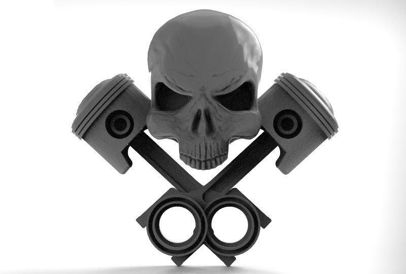 cranio pistoni 1 pistone moto harley bas sollievo cavalcata bicicletta arte 3D print model - Mito3D