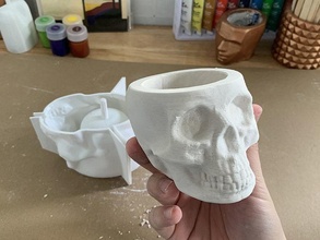 crânio plantar panela mofo 3d impresso gótico cabeça concreto pla vaso plantador cimento faça feito mão fundida suculento reutilizável construir passatempo 3d print model - Mito3D