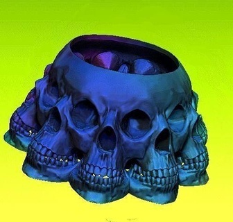 skull planter bowl pot skeleton human flower head bone plant house decor interior 3d print model - Mito3D