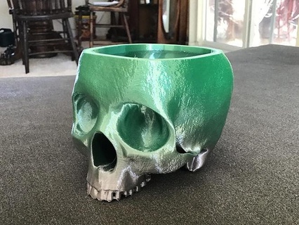 skull planter pot - home garden skull planter vase penholder head bone anatomy death human house decor  3d print model - Mito3D