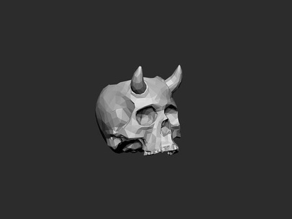crâne pot cornes poly version tête squelette Humain anatomie décor vase mort vie art sculptures 3d print model - Mito3D
