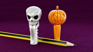 skull pumpkin pencil caps games-toys horror fantasy fictional creature head death undead evil halloween holiday toys spooky jack o lantern scary kids games other friday13th 3d print model - Mito3D