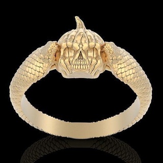 skull pumpkin ring silver gold jewelry 3d printable model fashion trend fantasy design zbrush halloween statue sculpture sterling rings 3d print model - Mito3D