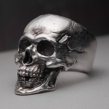 cranio squillare anello teschio gioielleria fatto mano 3d stampa stampa argento anelli 3d print model - Mito3D
