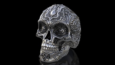 skull ring head giger alien predator wittelsbach silver anatomy printable art skeleton nightmarish dreamscapes human body biomechanical machine jewelry rings 3d print model - Mito3D
