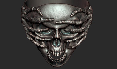 skull ring gioielli moda jewelri altri anello anelli argento cranio mano dito rock stile 3d print model - Mito3D