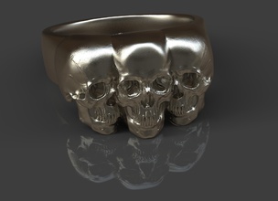 crâne anneau bijoux le skullring de l'anneau d'argent imprimable la livre sterling mode d'impression les anneaux 3d print model - Mito3D