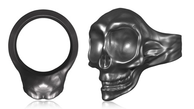 skull ring printable jewelry skeleton bone silver spine sterling head human face skeletal cervical cranium jewel anatomical style animal rings 3d print model - Mito3D