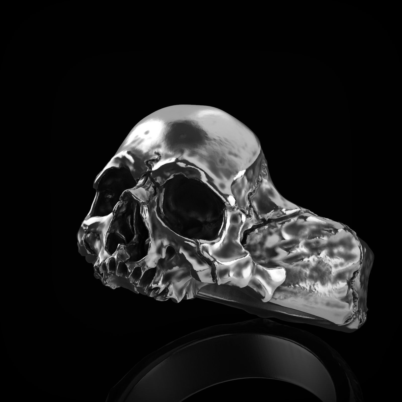 cranio squillare gioiello gioielleria stampabile anelli coppia scolpire argento anello teschio 3dprint scultura scullring osso 3D print model - Mito3D