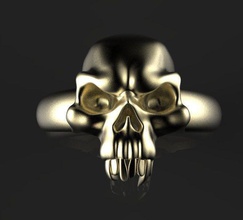schädel ring gold silber skelett kopf schmuck nummer zahlen zähne kunst 3d modell männlich tod ornament ringe 3d print model - Mito3D
