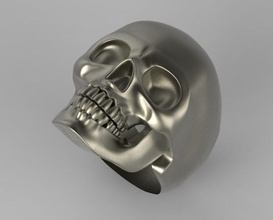 crânio anel decoração esqueleto prata jóias joalheria ouro homem cabeça humano dentes arte 3d modelo masculino morte scull enfeite argolas 3d print model - Mito3D