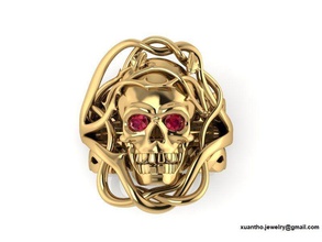 anel de caveira jóias crânio imprimir 3d o cad matriz rhino ouro anéis 3d print model - Mito3D