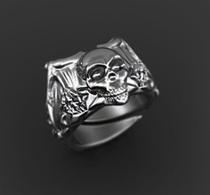 skull ring gioielli preziosi disco di platino lusso fidanzamento gemma carati moda lucente oro argento stampabile dito anello cranio ghost skullring anelli 3d print model - Mito3D