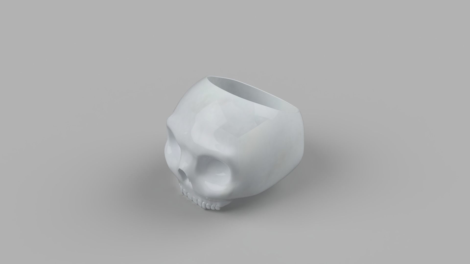 skull ring jewelry spooky halloween scary haunted fear spooktober october cranium zombie monster meme trumpet bone silver metal white marble rings 3D print model - Mito3D