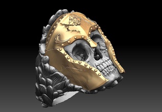 skull ring hades sterling animal skeleton silver jewellery anatomy human skeletal anatomical medical jewelry rings spartan greek warior sparta jewlery 3d print model - Mito3D