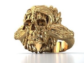 crânio anel luxo moderno animal esqueleto humano prata imprimível ouro joalheria argolas corpo natureza 3d print model - Mito3D