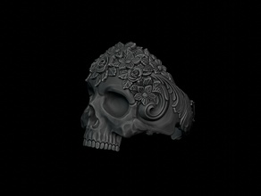 skull ring jewelry print printable symbol anatomy sculpture silver statue art rings 3d print model - Mito3D