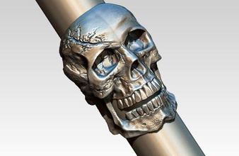 anillo del cráneo el hombre humanos mujer cabeza hueso esqueleto joya imprimible sterling la plata joyería impresión vintag de oro daño salvamento roto los anillos 3d print model - Mito3D