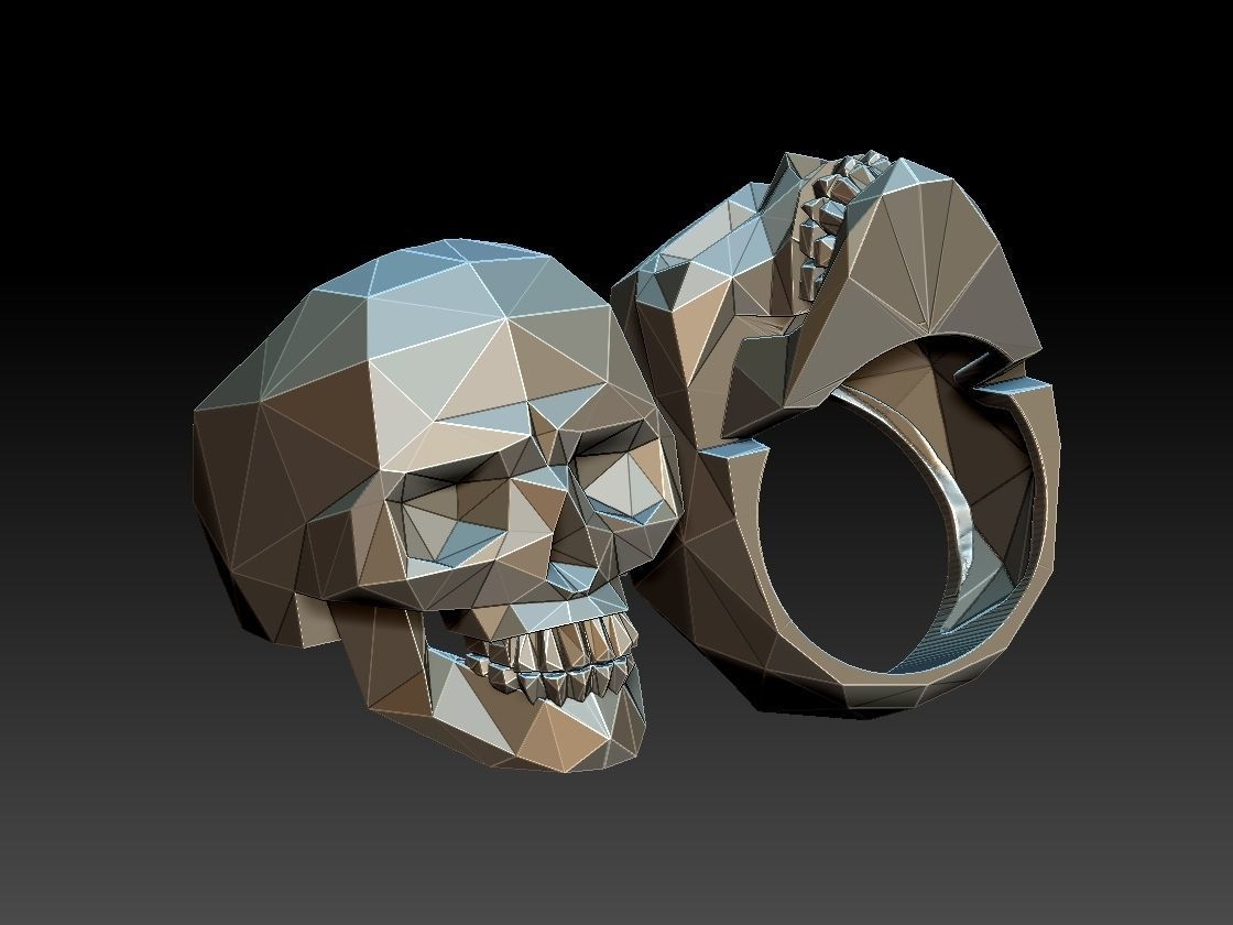 skull ring jewelry biker skullring ringskull jewellery jewelri rings rin silver printable wedding vintage 3D print model - Mito3D