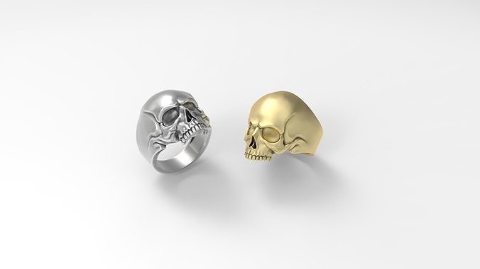 crâne bague Humain OS os tête squelette dents science anatomie corps motard skul sql squll scul godille rend rendre bijoux anneaux 3D print model - Mito3D