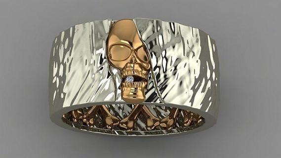 skull ring pendant bone human skeleton helmet jewelry science character anatomy jewelri gold silver rings 3d print model - Mito3D