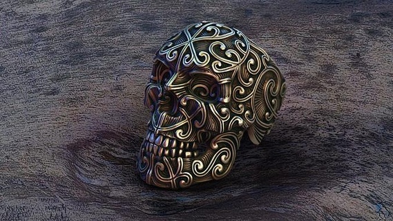 crânio anel joalheria scull ouro prata argolas 3d print model - Mito3D