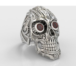 anel de caveira jóias crânio biomecânica imprimir esqueleto anéis 3d print model - Mito3D