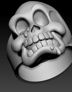 cranio squillare gioielleria carattere anelli scheletro osso anatomia arte testa scifi umano argento ossatura scienza scheletrico 3d print model - Mito3D
