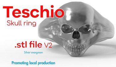 schädel ring anello teschio lokal produktion argento modello 3d download scarica oreficeria anatomie zähne juwel silber schmuck ringe 3d print model - Mito3D