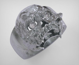 skull ring - art 0516 jewelry skullring skeleton cranium cranial skeletal anatomy jewellery diamond man men jewels rings 3d print model - Mito3D