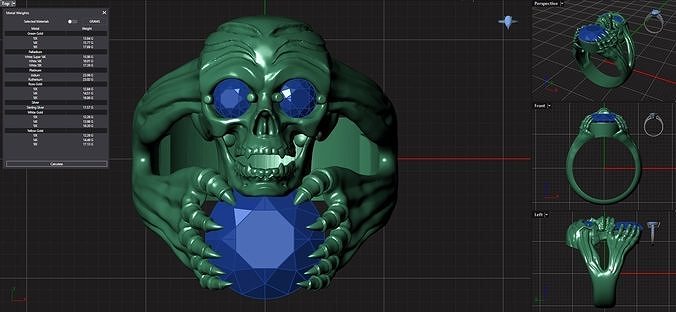 skull ring 01 art jewelry diamond rings 3D print model - Mito3D