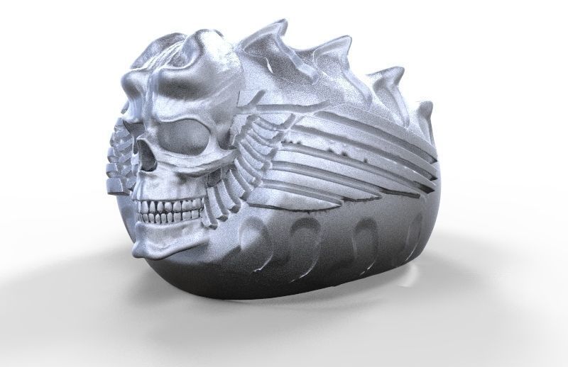 skull ring 3 gioielli cranio anello gioiello moda argento animale scheletro stampabile la sterlina di stampa anelli 3D print model - Mito3D