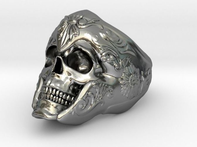 cranio squillare 3 moda gioiello argento stampabile sterlina gioielleria fidanzamento anelli 3D print model - Mito3D