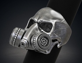 schädel ring gas maske respirator stl 3d modell drucker cnc mode gotisch schmuck drucken ringe skulptur silber gasmaske biker schädelring signet 3d print model - Mito3D