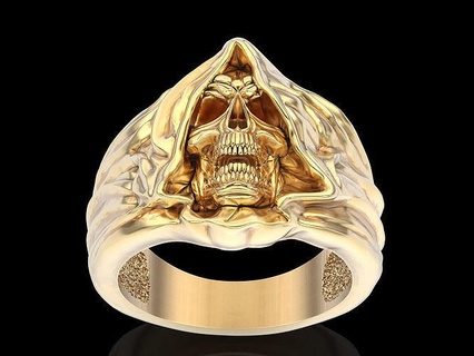 skull ring gold printable jewelry silver 3d model sterling wedding engagement fashion beauty platinum zbrush sculpture statue design rings 3d print model - Mito3D