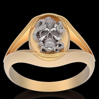 skull ring gold silver printable jewelry 3d model sterling statue sculpture wedding engagement zbrush jewel trend fashion fantasy skeleton rings 3d print model - Mito3D