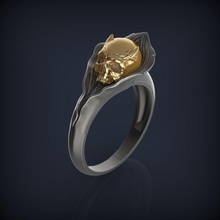 skull ring gothic vampire jewelry 3d printable model head gold silver sculpture platinum luxury sculpt zbrush jewel quality rings hammered skullring precious 3d print model - Mito3D
