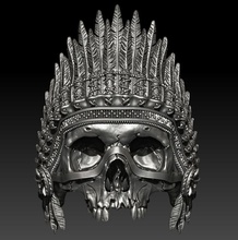 cráneo anillo indio calavera plata joyería joya imprimible 3dprint anatómico rock escultura personaje Arte colgante pendiente pendientes pulsera cadena esposas oro anillos 3d print model - Mito3D